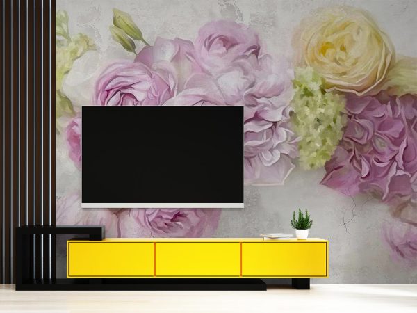 3D Peony Flower Wallpaper Mural A10012300 for TV Room