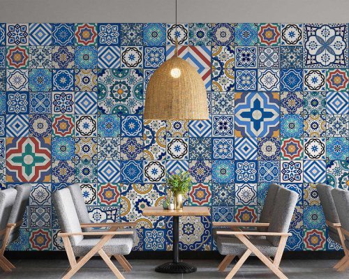 Persian tile work coffee shop wallpaper mural A10021500