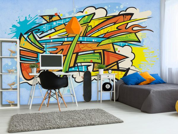Abstract stripes boy room wallpaper mural A10025400