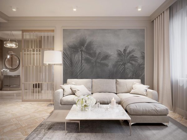 Vague palm jungle living room wallpaper mural A10026500