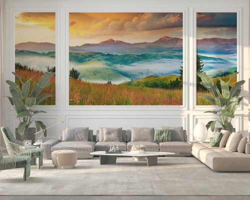 Autumn hills living room wallpaper mural A10031900