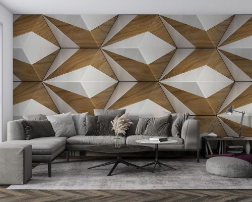 Abstract hexagonal pyramid living room wallpaper mural A10037400