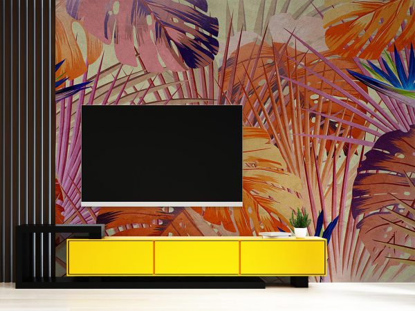 Tropical Leaves Wallpaper Mural A10045000 For the wall behind the TV