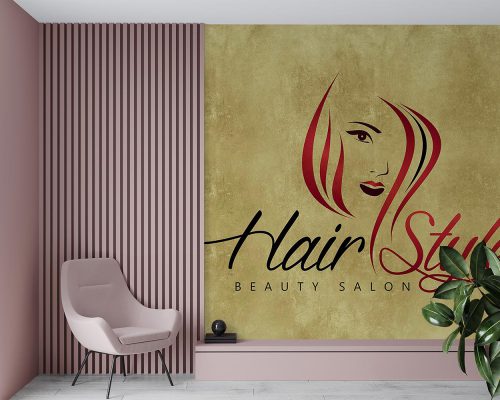 Beautiful woman on a brown background hair salon wallpaper mural A10047410