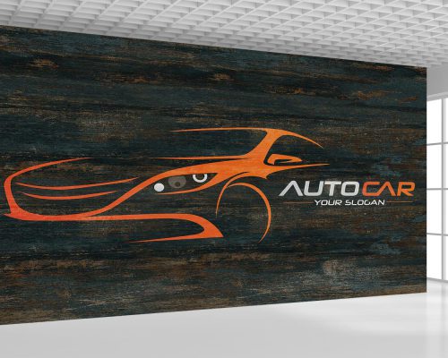 Rally car silhouette orange auto fair wallpaper mural A10047700