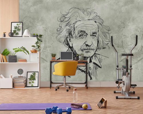 Portrait of Albert Einstein boy room wallpaper mural A10049000