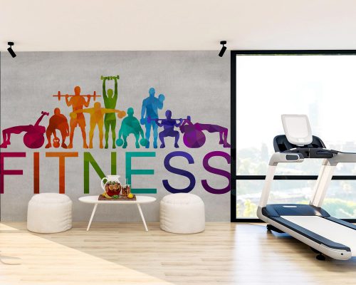 Silhouette strong people, fitness gym wallpaper mural A10049200