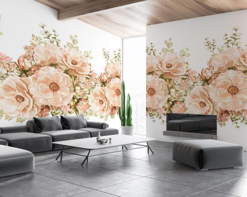 Large Flowers Wallpaper Mural A11011310 for Living Room