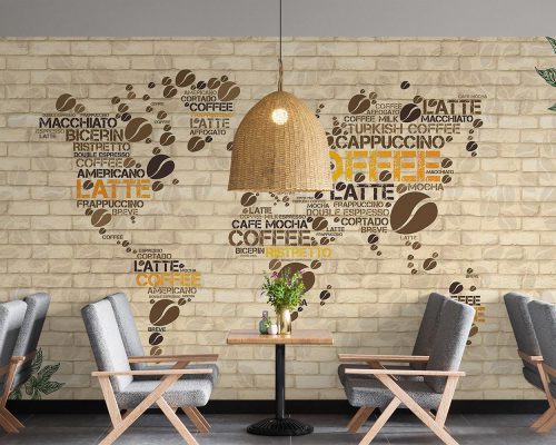 Coffee World Map Wallpaper Mural A12017100