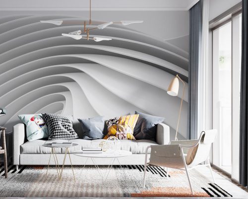 3D Abstract White Waves Wallpaper Mural A10057300 for living room