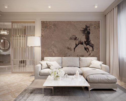Patina Horse in a Cream Background Wallpaper Mural A10061710 for living room