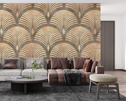 Fan Pattern in Cream Background Wallpaper Mural A10064300 for living room