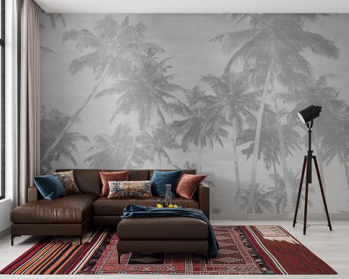 Gray Palm Trees Wallpaper Mural A10110700 for living room