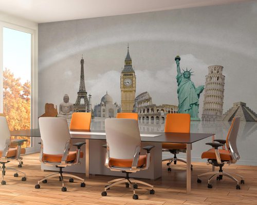 Cream Famous Places Wallpaper Mural A10111800 for office