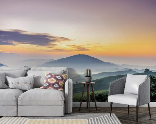 Landscape of a Lush Mountain At Sunset Wallpaper Mural A10112300 for living room