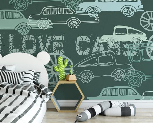 Gray Cartoon Cars Wallpaper Mural A10114200 for kids room