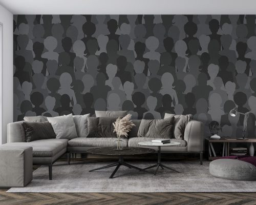 Gray and Black People Wallpaper Mural A10119900 for living room