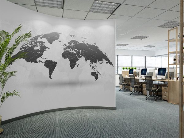 Black and White World Map Wallpaper Mural A10128300 for office
