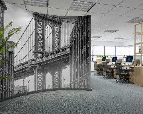 Black and White Brooklyn Bridge and New York City Wallpaper Mural A10130400 for office