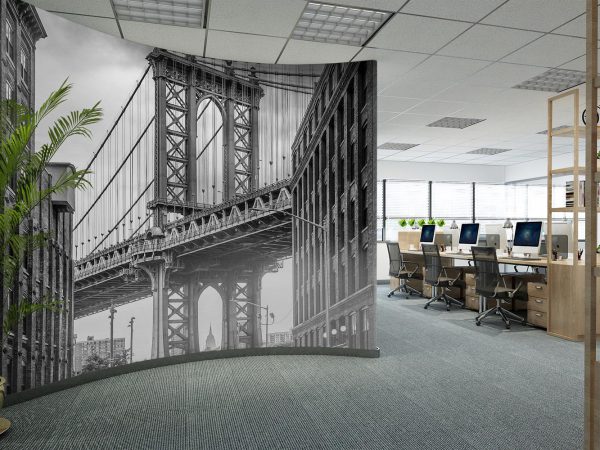 Black and White Brooklyn Bridge and New York City Wallpaper Mural A10130400 for office