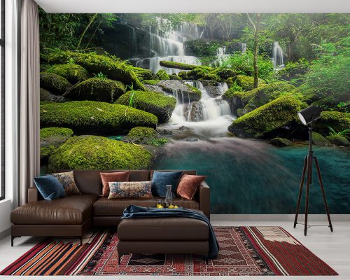 Waterfall in a Lush Jungle Wallpaper Mural A10130800 for living room