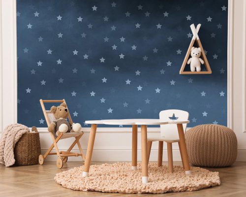 Stars in Navy Blue Background Wallpaper Mural A10131500 for kids room