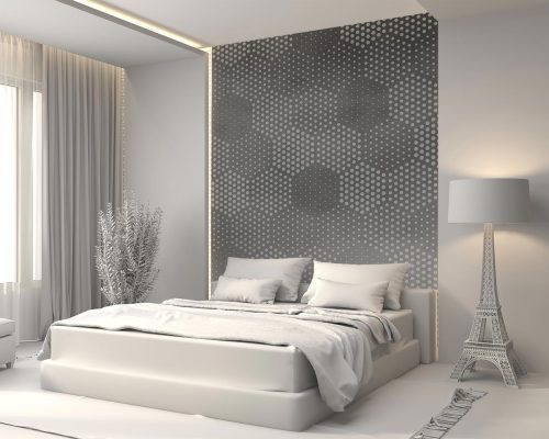 Gray Dot Patterned Hexagons Wallpaper Mural A10132000 for bedroom