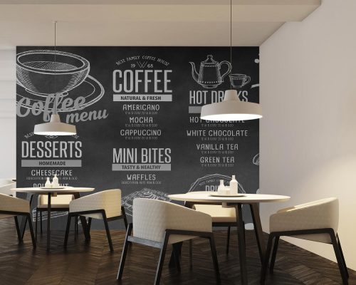 Gray Blue Coffee Wallpaper Mural A10133000 for coffee shop