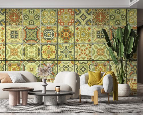 Colorful Traditional Tiles Wallpaper Mural A10134500 for living room