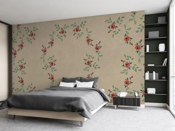 Cream Floral Wallpaper Mural A10137500 for bedroom
