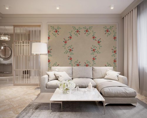 Cream Floral Wallpaper Mural A10137500 for living room