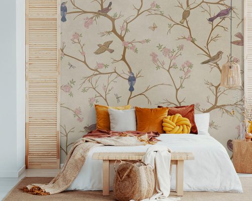 Cherry Blossom Tree and Birds Wallpaper Mural A10141500 for bedroom