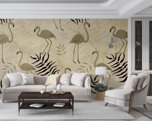 Cream Flamingos Wallpaper Mural A10151100 for living room