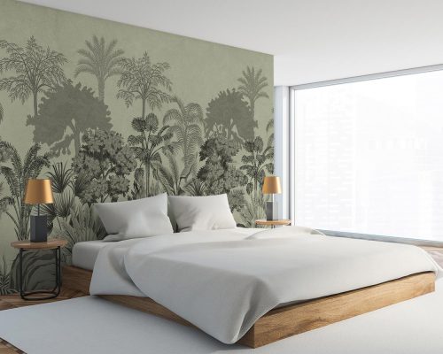 Black and White Tropical Trees Wallpaper Mural A10155100 for bedroom