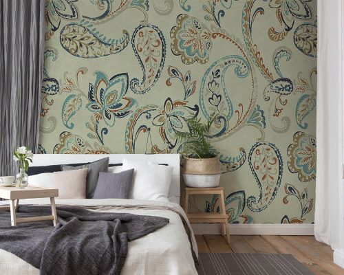 Paisley Pattern in Gray Background Wallpaper Mural A10157700 for bedroom