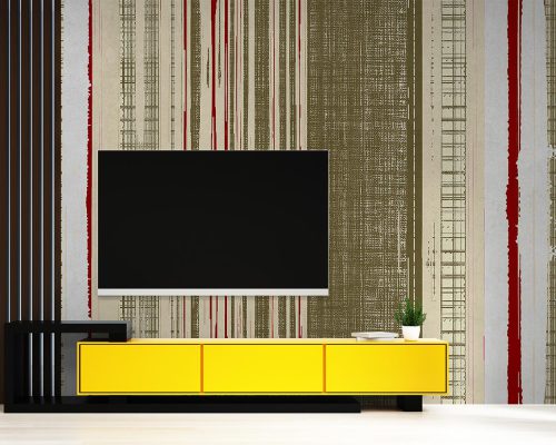 Colorful Vertical Stripes Wallpaper Mural A10158400 behind TV