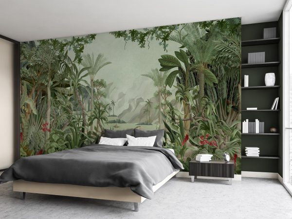 Green Tropical Jungle Wallpaper Mural A10163900 for bedroom