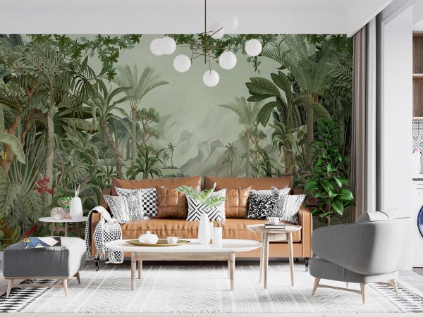 Green Tropical Jungle Wallpaper Mural A10163900 for living room