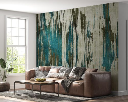 Cream and Blue Patina Wallpaper Mural A10166900 for living room