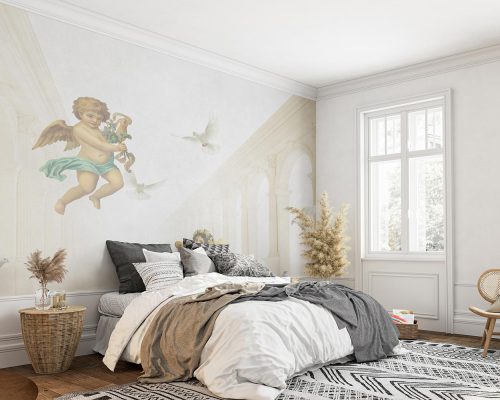 Angels and Doves in Cream Wallpaper Mural A10167700 for bedroom