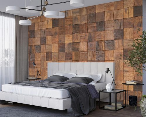 Brown Wooden Blocks Wallpaper Mural A10170200 for bedroom