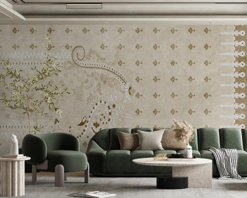Cream Traditional Pattern Wallpaper Mural A10173900 for living room