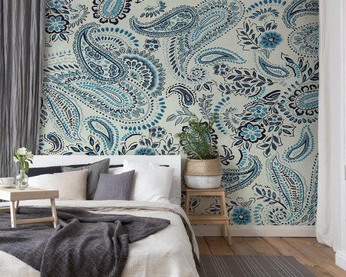 Blue Traditional Paisley Pattern Wallpaper Mural A10175300 for bedroom