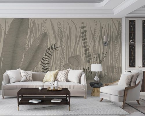 Black and White Botanical Wallpaper Mural A10175600 for living room