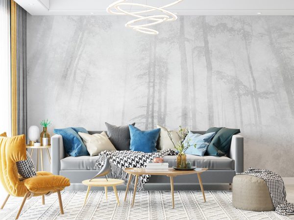 Soft Gray Forest Wallpaper Mural A10177400 for living room