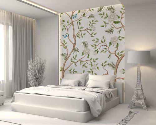 Flower Trees in White Background Wallpaper Mural A10184700 for bedroom