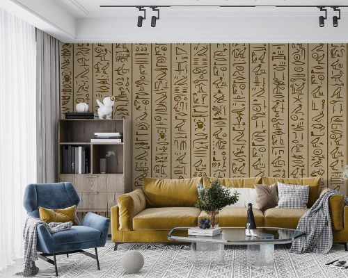 Cream Ancient Egyptian Hieroglyphic Wallpaper Mural A10185200 for living room