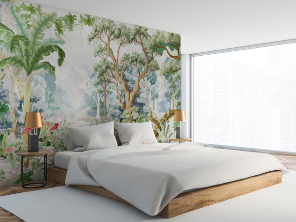 Green Lush Jungle and Waterfall Wallpaper Mural A10194100 for bedroom