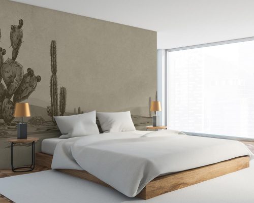 Black and White Cactus in Desert Wallpaper Mural A10195400 for bedroom