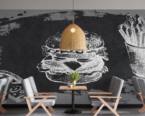 Black and White Fast Food Wallpaper Mural A10215300 for fast food